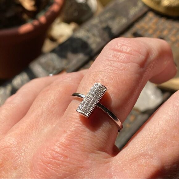 Micro Pave Cubic Zirconia Sterling Silver Ring - Picture 4 of 6